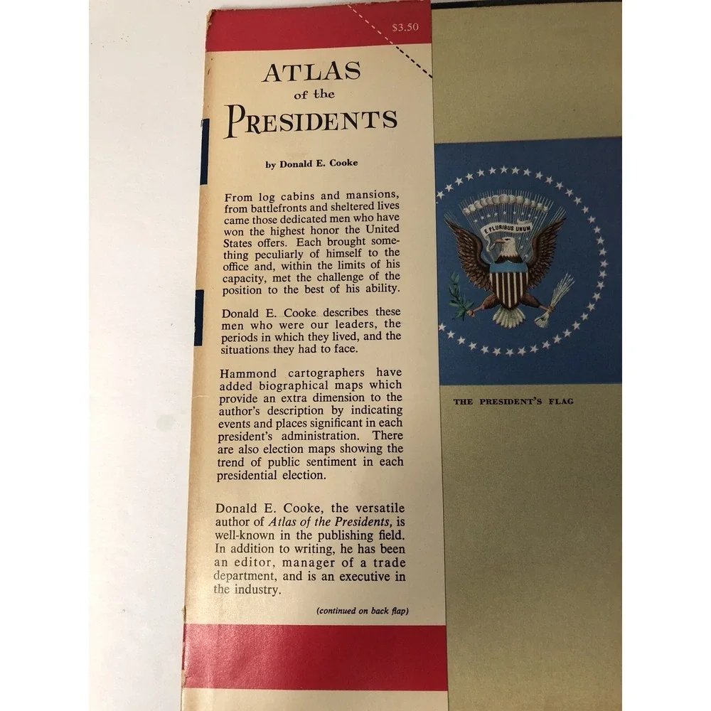 Atlas of the Presidents by Donald E. Cooke HCDJ 1964